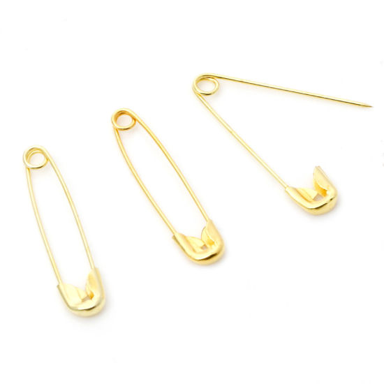 Picture of Iron Based Alloy Safety Pin Brooches Findings Gold Plated 22mm x 5mm, 1 Packet ( 1000 PCs/Packet)
