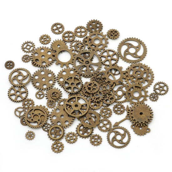Image de Pendentifs Steampunk en Alliage de Zinc au Hasard Bronze Antique Roue Dentée 4.1x4cm - 0.9cm Dia., 1 Paquet
