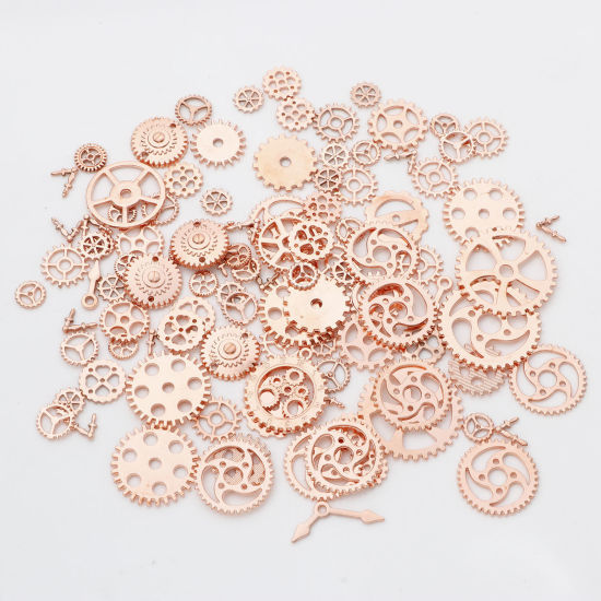 Image de Pendentifs Steampunk en Alliage de Zinc au Hasard Or Rose Roue Dentée 4.1x4cm - 0.9cm Dia., 1 Paquet