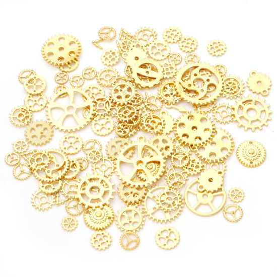 Image de Pendentifs Steampunk en Alliage de Zinc au Hasard Doré Roue Dentée 4.1x4cm - 0.9cm Dia., 1 Paquet