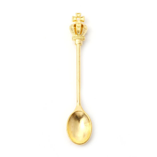 Picture of Zinc Based Alloy Pendants Gold Plated Spoon Crown 5.8cm x 1.1cm, 20 PCs