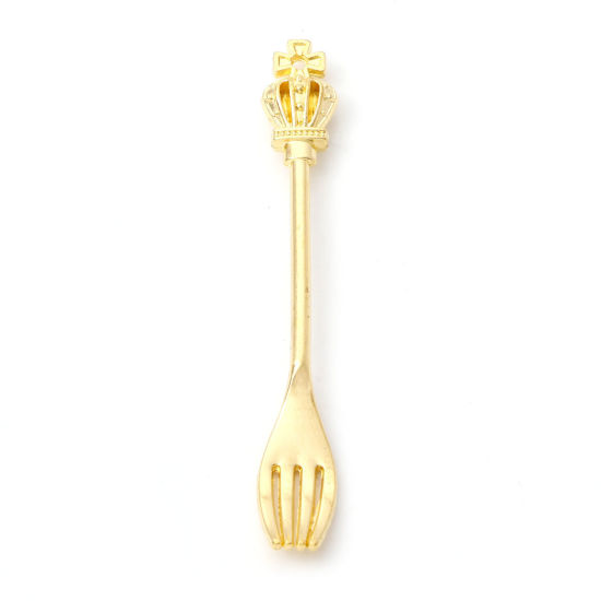 Picture of Zinc Based Alloy Pendants Gold Plated Fork Crown 5.8cm x 0.8cm, 20 PCs