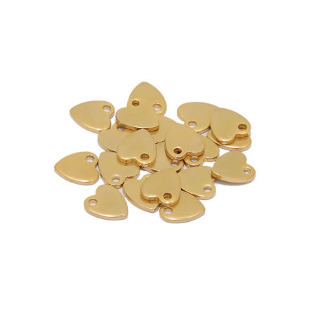 Bild von 304 Edelstahl Valentinstag Charms Herz Vergoldet 10mm x 9mm, 20 Stück