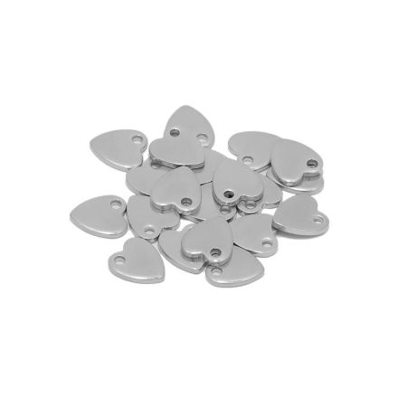 Bild von 304 Edelstahl Valentinstag Charms Herz Silberfarbe 10mm x 9mm, 20 Stück