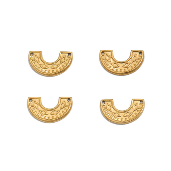 Immagine di 2 Pz 304 Acciaio Inossidabile Geometrico Pendenti Charms Connettori Arco Oro Placcato 20mm x 11mm