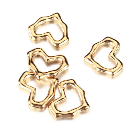 Изображение 304 Нержавеющая Сталь День святого Валентина День святого Валентина Подвески Сердце Позолоченный ажурная резьба 15мм x 13мм, 2 ШТ