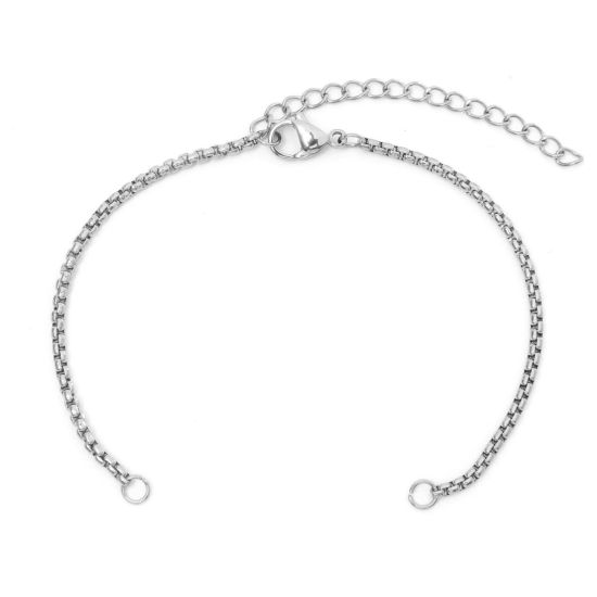 Image de Bracelets Semi-finis pour la Fabrication de Bijoux Faits à la Main en 304 Acier Inoxydable Chaîne Maille Vénitienne Argent Mat 17cm Long, 1 Pièce