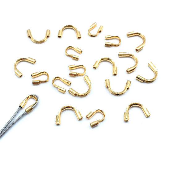 Picture of 316 Stainless Steel Cord Wire Protectors Arched Gold Plated 5mm x 4mm, 20 PCs