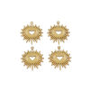 Picture of 304 Stainless Steel Charms Gold Plated Sun Heart Hollow 22.5mm x 19mm, 5 PCs