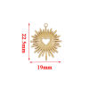 Picture of 304 Stainless Steel Charms Gold Plated Sun Heart Hollow 22.5mm x 19mm, 5 PCs