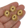 Picture of 304 Stainless Steel Charms Gold Plated Sun Heart Hollow 22.5mm x 19mm, 5 PCs