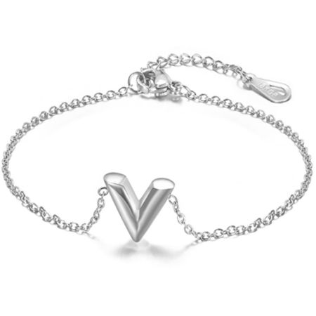 Image de Bracelets Élégant en 304 Acier Inoxydable Argent Mat Forme de V 15cm long, 1 Pièce