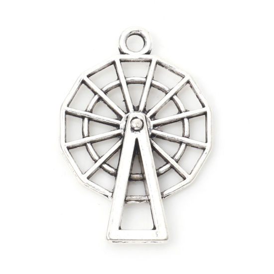 Picture of Zinc Based Alloy Charms Antique Silver Color Waterwheel 27mm x 19mm, 30 PCs