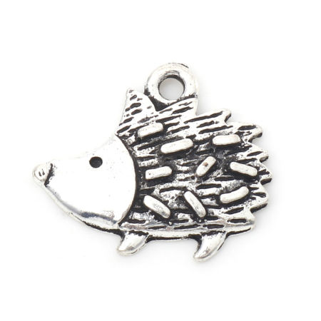 Picture of Zinc Based Alloy Charms Antique Silver Color Hedgehog