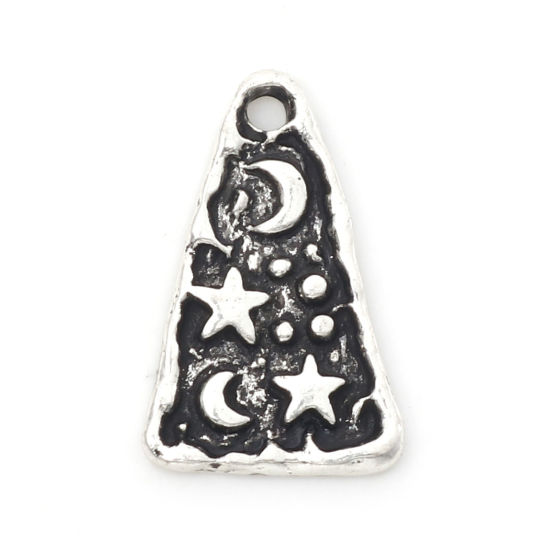 Picture of Zinc Based Alloy Maya Charms Antique Silver Color Triangle Star 17mm x 11mm, 30 PCs