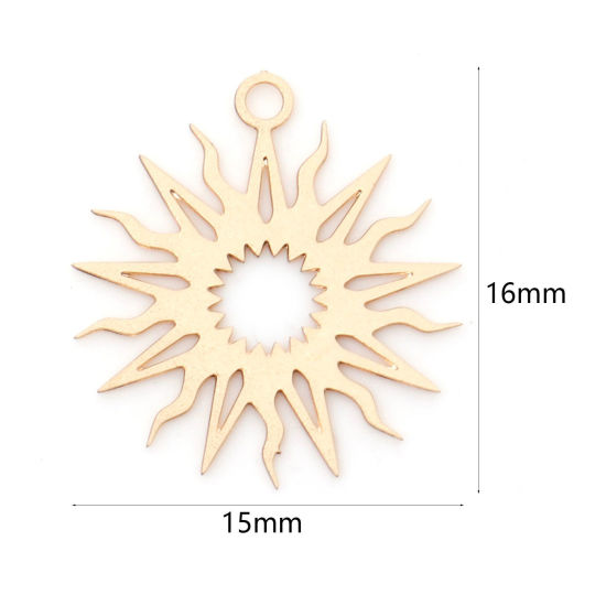 Imagen de Hierro Filigrana Estampación Colgantes Charms Sol KC Dorado 16mm x 15mm, 20 Unidades