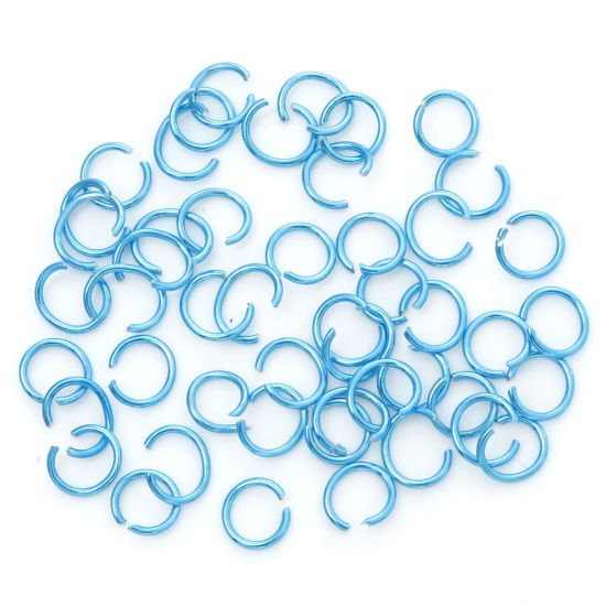 Изображение 0.8мм Алюминий Колечки открыто Круглые переливчатый синий 6мм диаметр, 300 ШТ