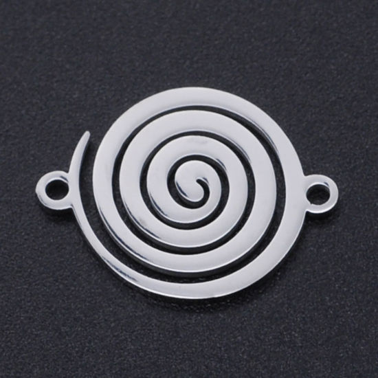 Picture of 201 Stainless Steel Connectors Silver Tone Spiral 18mm x 14mm, 2 PCs