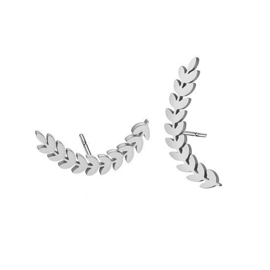 Imagen de 304 Acero Inoxidable Pendientes Tono de Plata Espiga de trigo 20.9mm x 9.7mm, Post/ Wire Size: (20 gauge), 1 Par