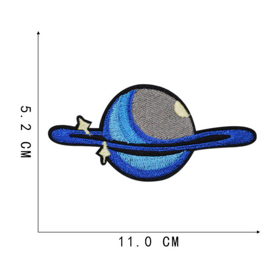 Imagen de Terylene Galaxia Apliques De Hierro Sobre Parches (Con Cola De Espalda) DIY Scrapbooking Craft Multicolor Planeta 11cm x 5.2cm, 5 Unidades