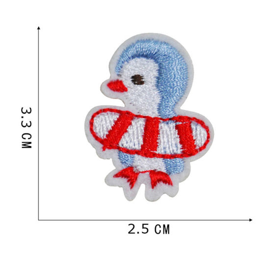Imagen de Terylene Bordado Apliques De Hierro Sobre Parches (Con Cola De Espalda) DIY Scrapbooking Craft Multicolor Animal Pato 3.3cm x 2.5cm, 5 Unidades