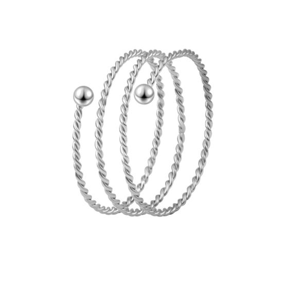 Imagen de 304 Acero Inoxidable Abierto Anillos Tono de Plata Trenzado 17.5mm (US size 7.25), 1 Unidad