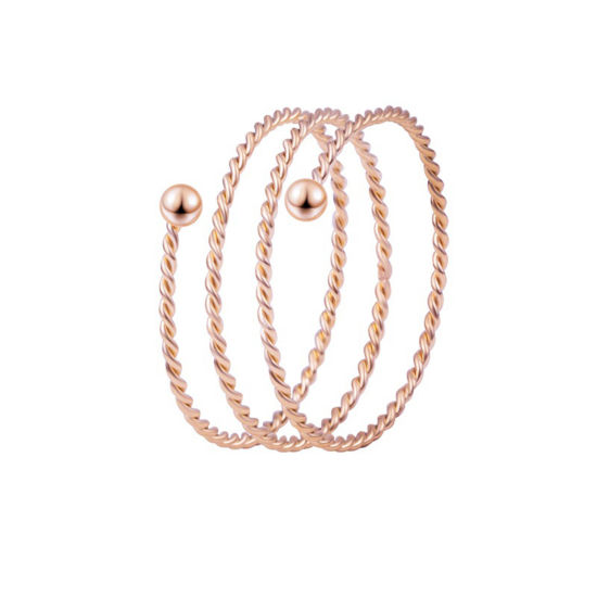 Imagen de 304 Acero Inoxidable Abierto Anillos Oro Rosa Trenzado 17.5mm (US size 7.25), 1 Unidad