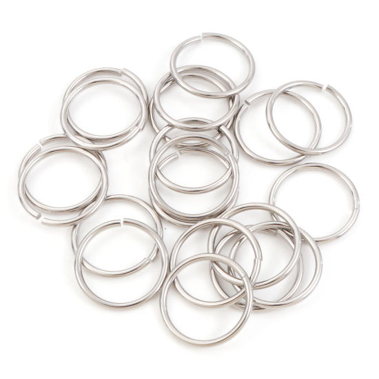 Picture of 2mm 304 Stainless Steel Open Jump Rings Findings Round Silver Tone 25mm Dia., 20 PCs