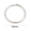 Picture of 20 PCs 25mm Dia., 2mm(12 gauge) 304 Stainless Steel Open Jump Rings Findings For Jewelry Making Silver Tone Round