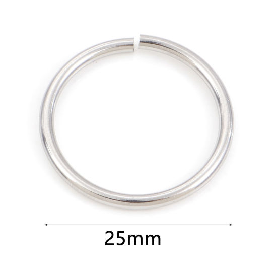 Picture of 2mm 304 Stainless Steel Open Jump Rings Findings Round Silver Tone 25mm Dia., 20 PCs