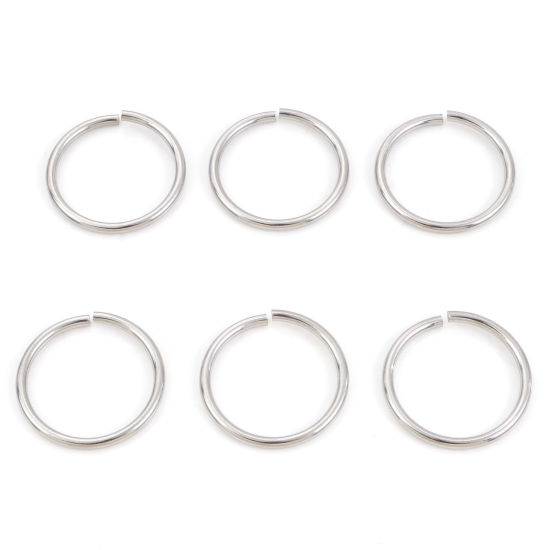 Picture of 2mm 304 Stainless Steel Open Jump Rings Findings Round Silver Tone 25mm Dia., 20 PCs