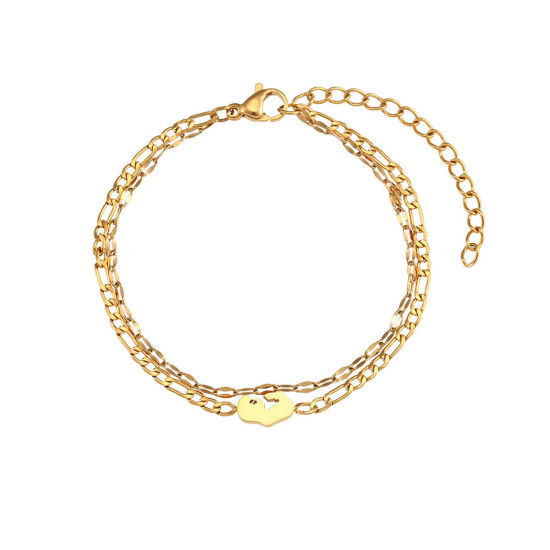 Bild von 304 Edelstahl Figaro Kette Mehrschichtiges Armband Vergoldet Baby/Säugling 15cm lang, 1 Strang