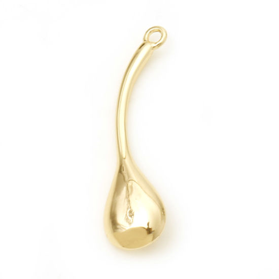 Picture of Brass Charms Spoon Real Gold Plated Tableware 26mm x 8mm, 1 Piece