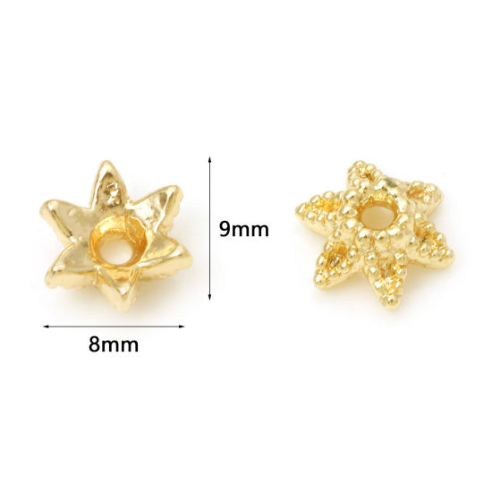 Picture of Brass Beads Caps Flower Real Gold Plated (Fit 8mm Bead) 9mm x 8mm, 10 PCs                                                                                                                                                                                     