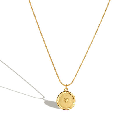 Picture of 304 Stainless Steel Stylish Link Cable Chain Necklace Gold Plated Round Heart 45cm(17 6/8") long, 1 Piece