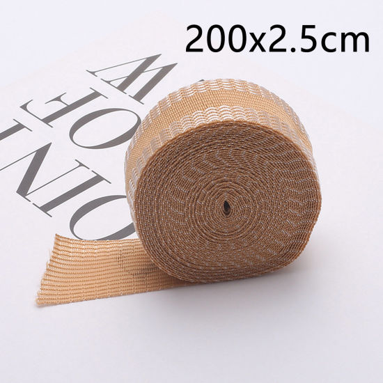 Picture of Polyester Pants Hemming Shortening Iron On Webbing Self-Adhesive Tape DIY Household Sewing Supplies Beige 200cm x 2.5cm, 1 Packet