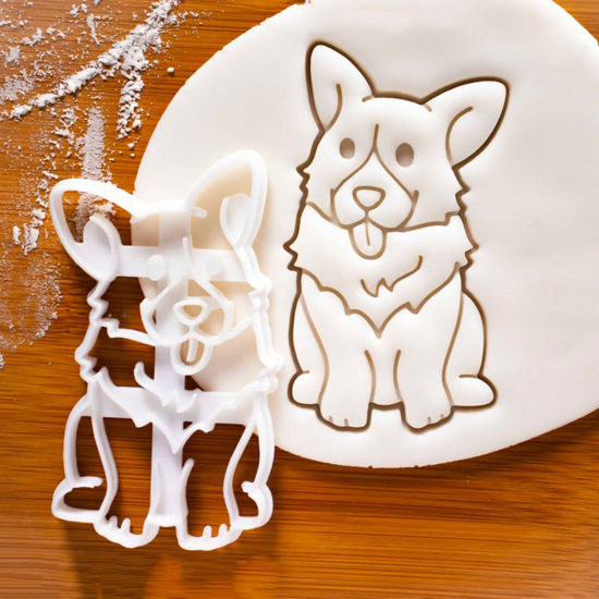 Picture of Plastic Modeling Clay Tools Baked Biscuit Mold Cutter White Dog Animal 10.5cm x 6.2cm, 1 Piece