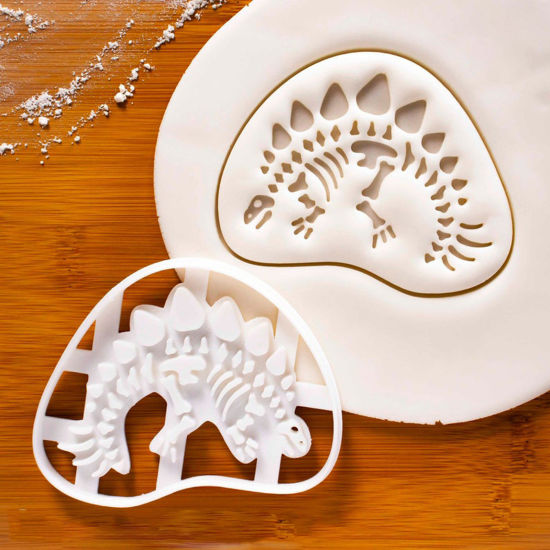 Picture of Plastic Modeling Clay Tools Baked Biscuit Mold Cutter White Dinosaur Animal 10.4cm x 8.5cm, 1 Piece