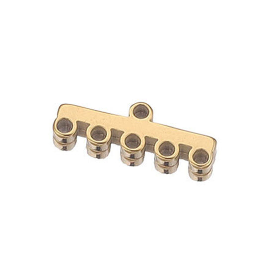 Imagen de 5 Unidades 304 Acero Inoxidable Conectores Dijes Colgantes Palo Chapado en Oro de 18K 13mm x 3mm