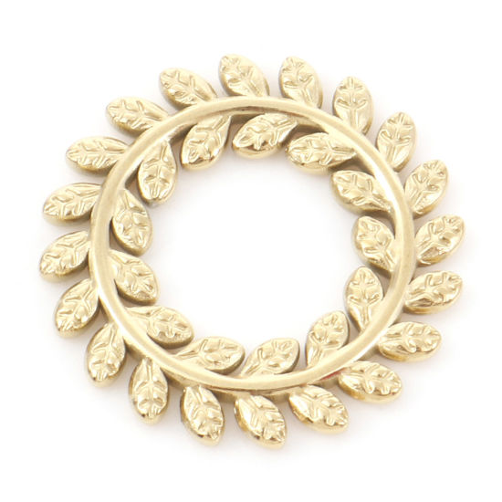 Изображение 1 ШТ вакуумное покрытие 304 Нержавеющая Сталь Подвески Кольцо Позолоченный Лист 22мм Диаметр