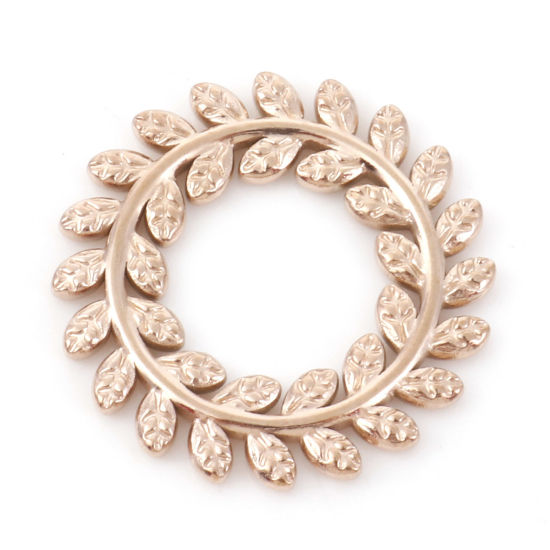 Изображение 1 ШТ вакуумное покрытие 304 Нержавеющая Сталь Подвески Кольцо Розово-золотой Лист 22мм Диаметр