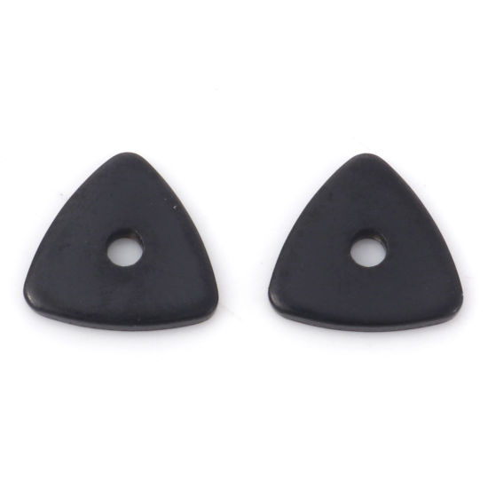 Image de 10 Pcs Perles d'Espacement Accessories pour DIY Fabrication de Bijoux de Bracelet en 304 Acier Inoxydable Placage sous Vide Triangle Noir 8mm x 8mm