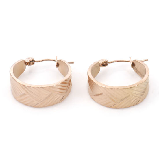 Bild von 1 Paar Vakuumbeschichtung 316 Edelstahl Stilvoll Hoop Ohrringe Rosegold C-Form Streifen 21mm x 20mm, Drahtstärke: (21 gauge)
