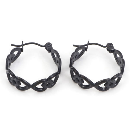 Bild von 1 Paar Vakuumbeschichtung 316 Edelstahl Hoop Ohrringe Schwarz Ring Herz 21mm x 20mm, Drahtstärke: (21 gauge)