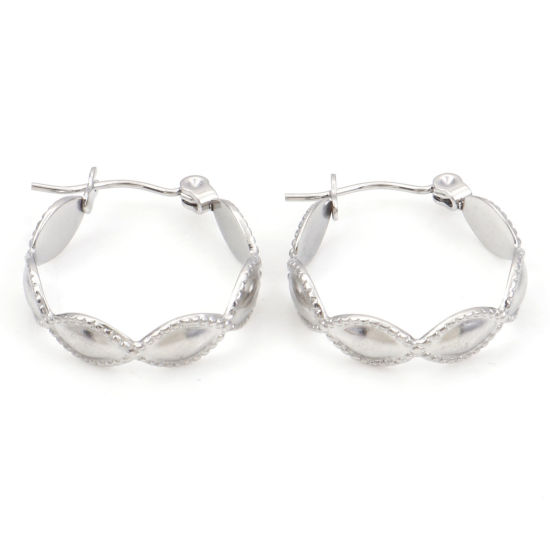 Bild von 316 Edelstahl Ohrreifen Silberfarbe Ring 21mm x 20mm, Drahtstärke: (21 gauge), 1 Paar