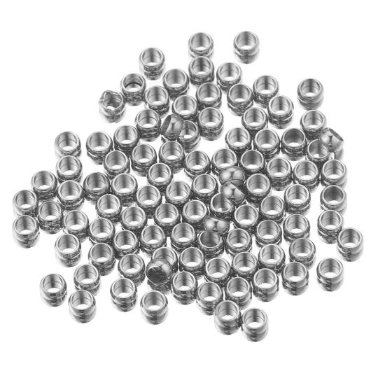 Picture of 304 Stainless Steel Crimp Beads Cover Round Silver Tone About 1.5mm Dia., 50 PCs