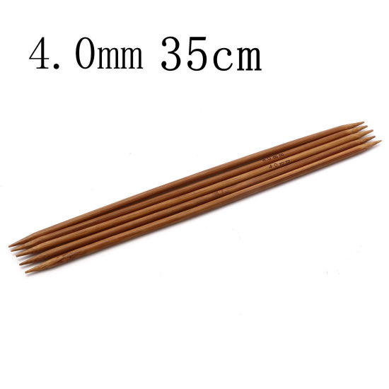 Bild von Bambus Stricknadel mit Doppelte Öse Braun 35cm lang, 5 Stücke