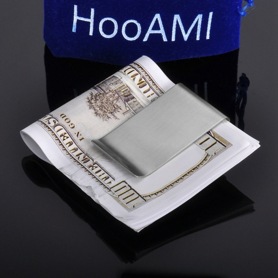 Image de Porte-Monnaie Pince à Billet en 304 Acier Inoxydable Argent Mat, 65mm x 30mm, 1 Pièce