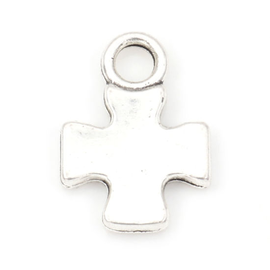 Bild von Zinklegierung Religiös Charms Kreuz Antiksilber 15mm x 10.5mm, 50 Stück