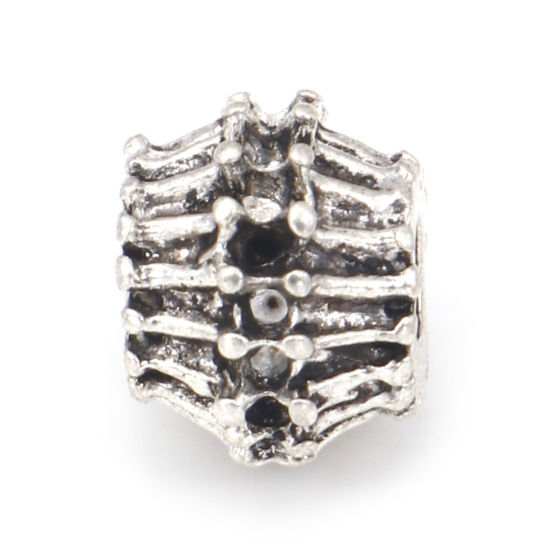 Immagine di Lega di Zinco Perline Argento Antico Tamburo Striscia Circa 10mm x 7.5mm, Foro:Circa 2.8mm, 20 Pz
